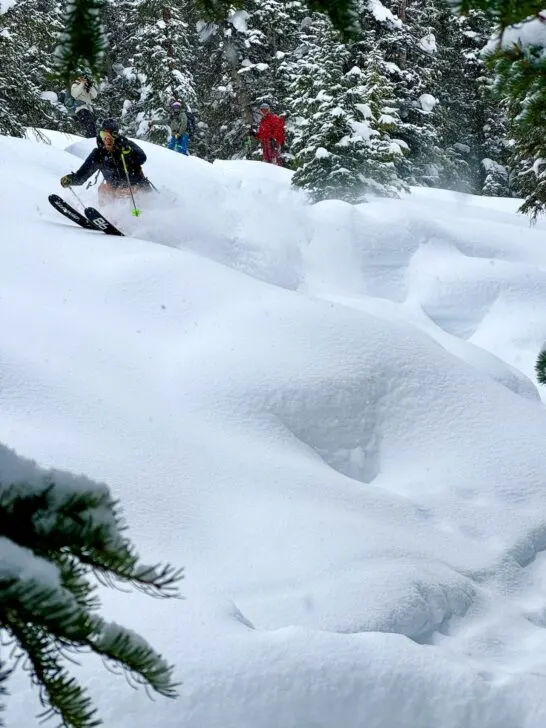 Sking powder on a hut trip