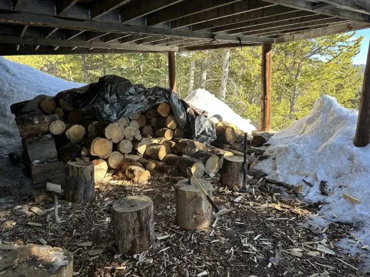 Wood Chopping at a Ski Hut