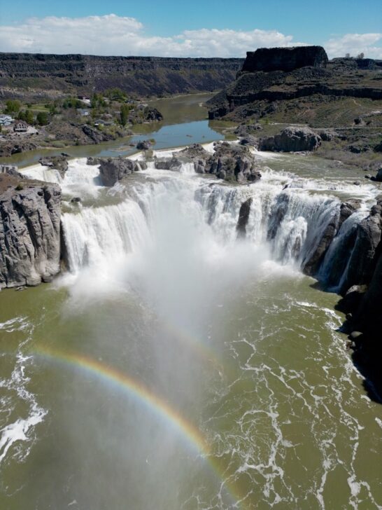 Aerial view from a drone of Shoshone Falls