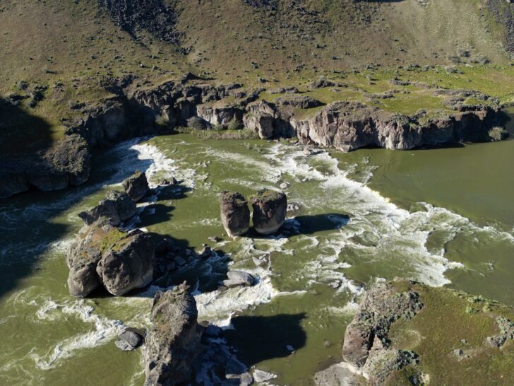 An aerial view from a drone of Pillar Falls
