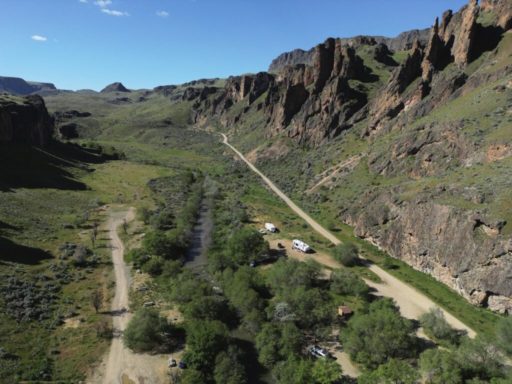 Aerial photo of Succor Creek Campground