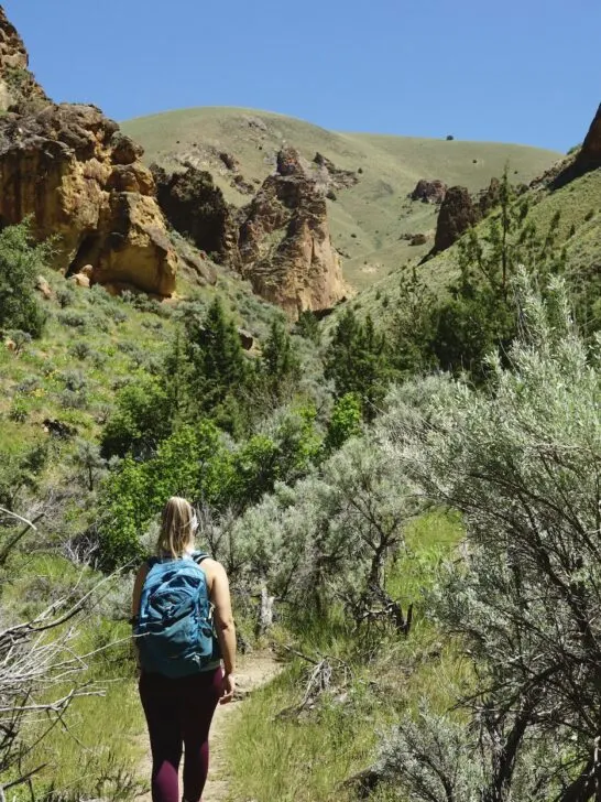 Emily hiking on Upper Leslie Gulch Trail.