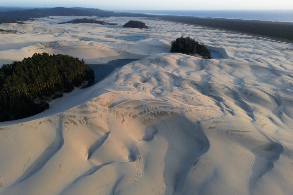 Aerial photo of the massive sand dunes in Florence.