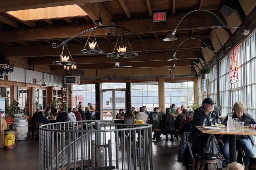 The upstairs pizza restaurant at Fort George Brewery.