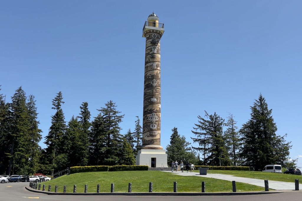 The Astoria Column is an historic tower above town.