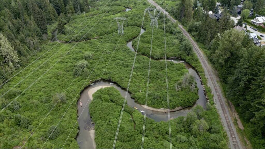 Aerial view of the windiness of the river of golden dreams