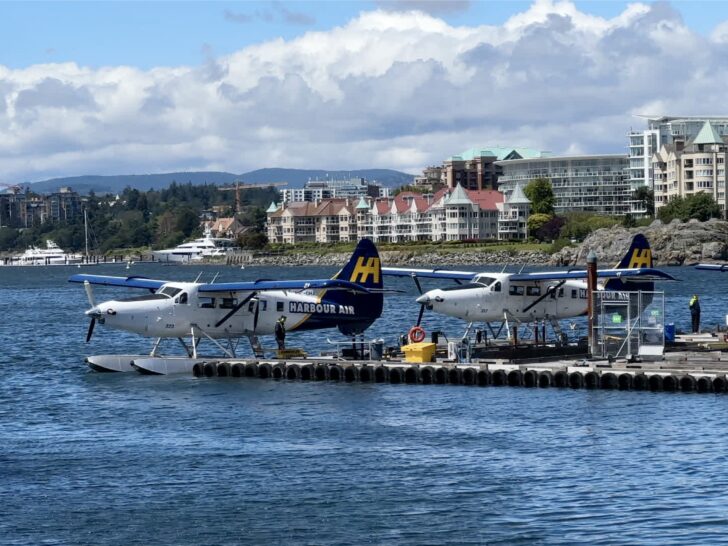 Sea Planes docked right in Victoria's Inner Harbor.