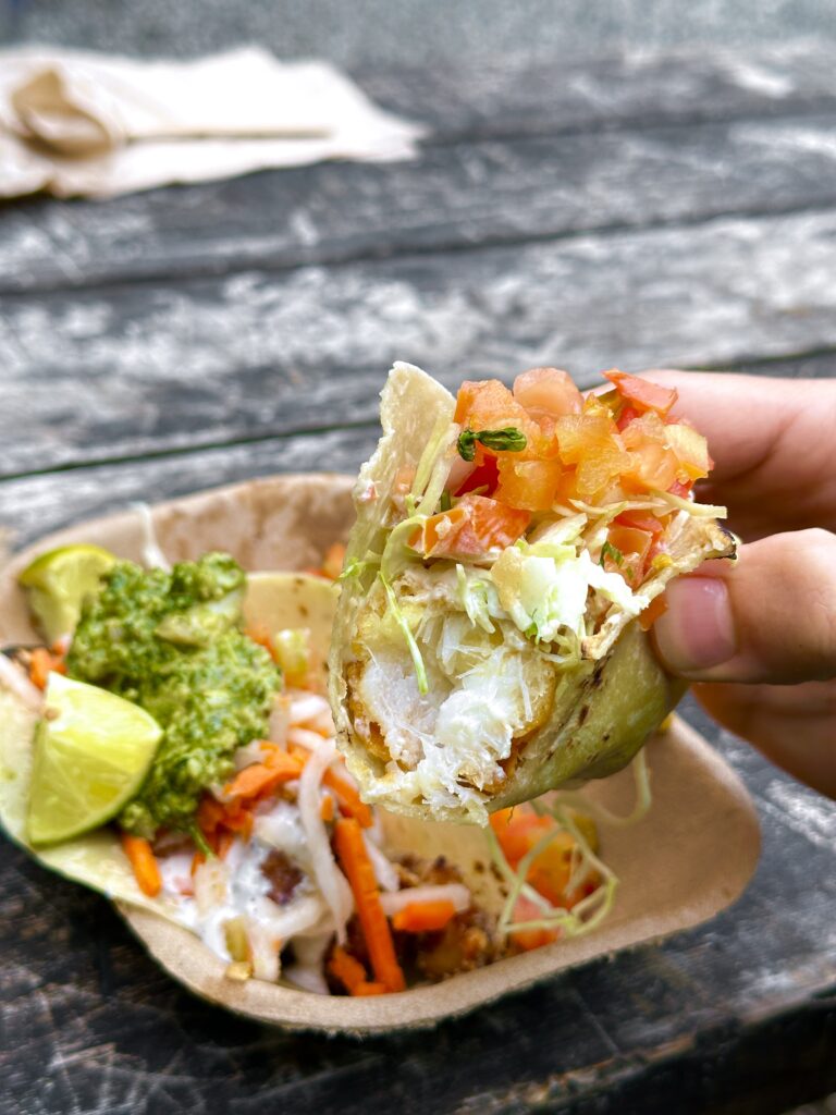 the fish taco from tacofino food truck in Tofino