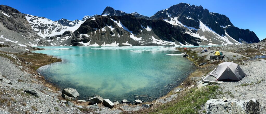 panoramic view of wedgemont Lake in Whistler, BC