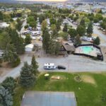 an aerial view of the whole Spokane KOA Journey, including the basketball court